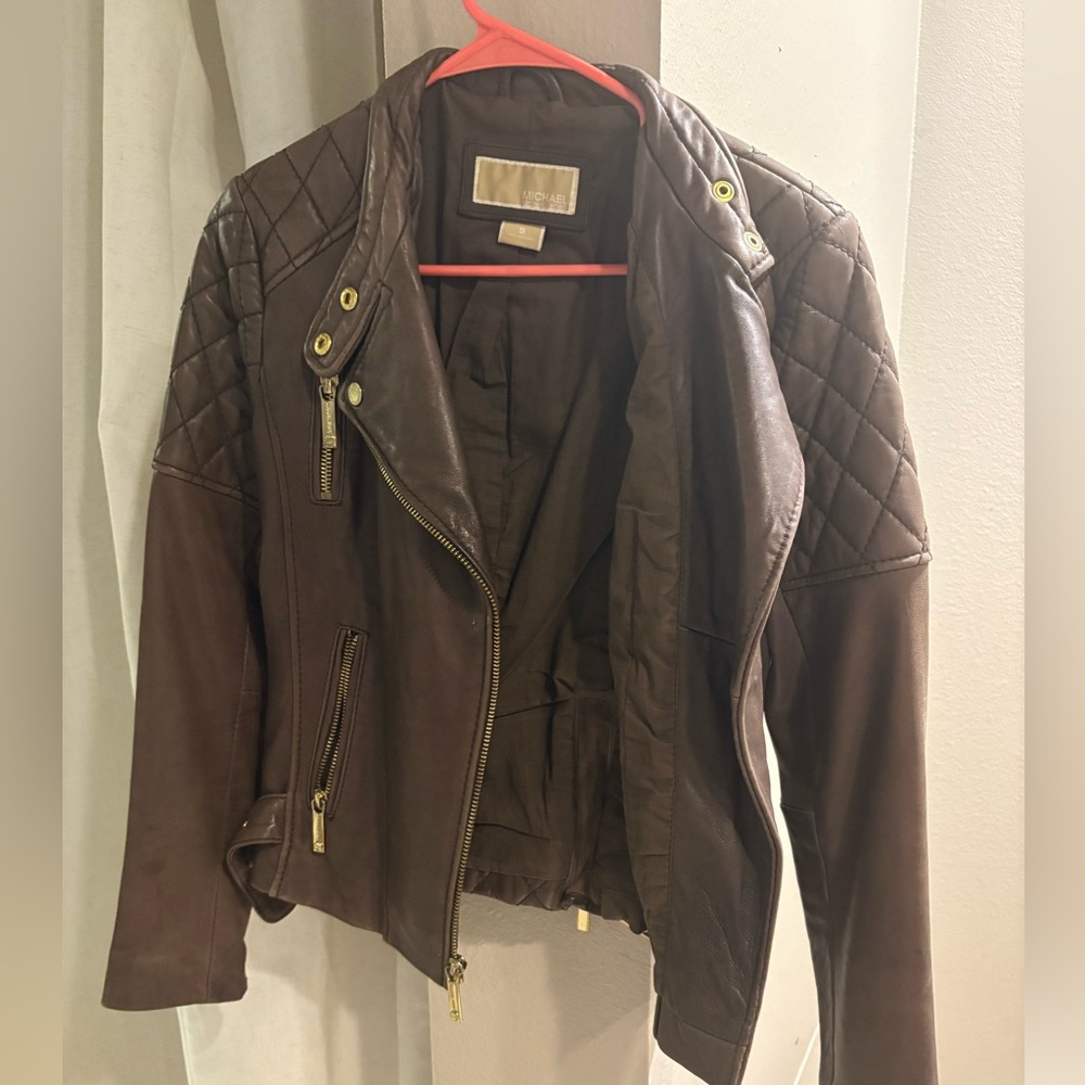 Michael Kors Dark Brown Leather Jacket